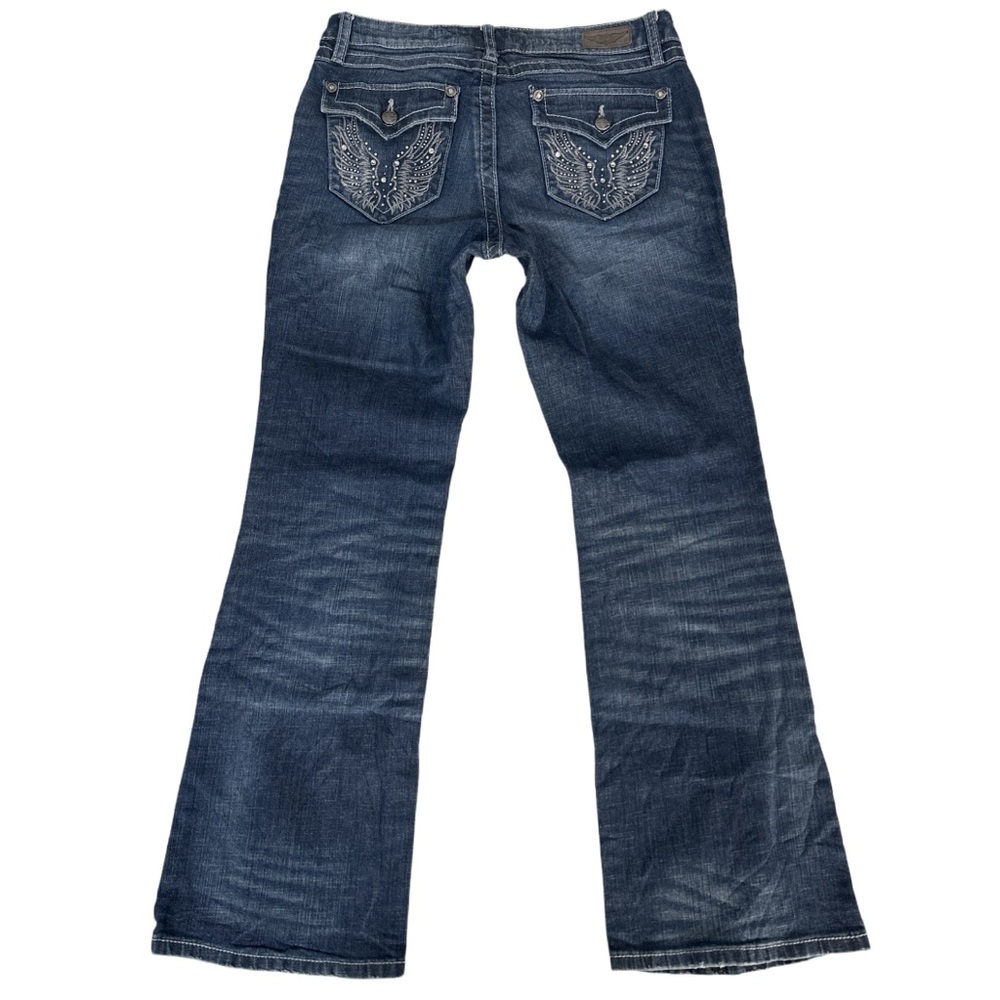 Y2K HARLEY DAVIDSON women's dark faded metallic embroidered bootcut jeans, 10 US